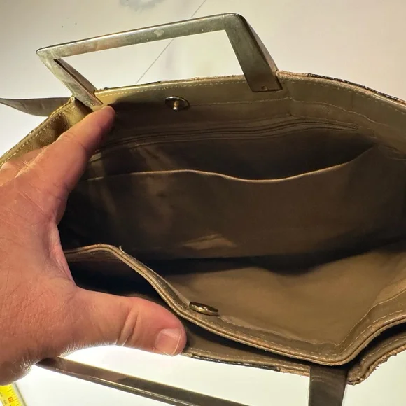 Vintage Snakeskin Shoulder Bag Striped Leather Handbag Funky Purse - Picture 16 of 16